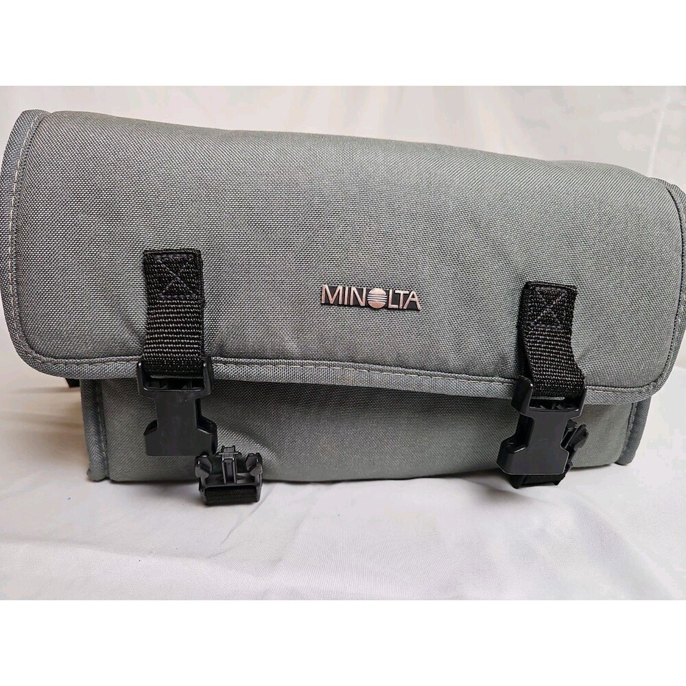 Minolta Padded Camera Bag Gray Shoulder Carry Case DSLR SLR Lens Accessory Stora